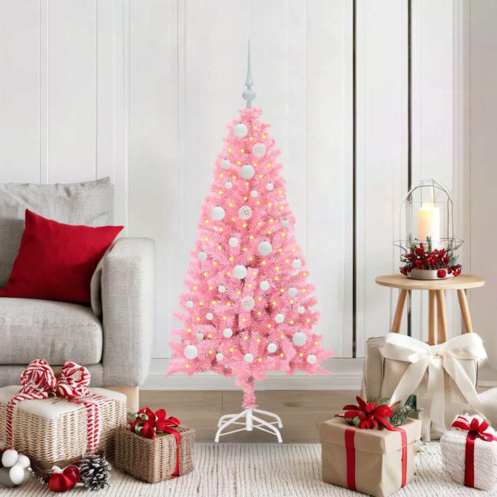 Christmas Tree with 150 LEDs with Stand Pink 120 cm PVC