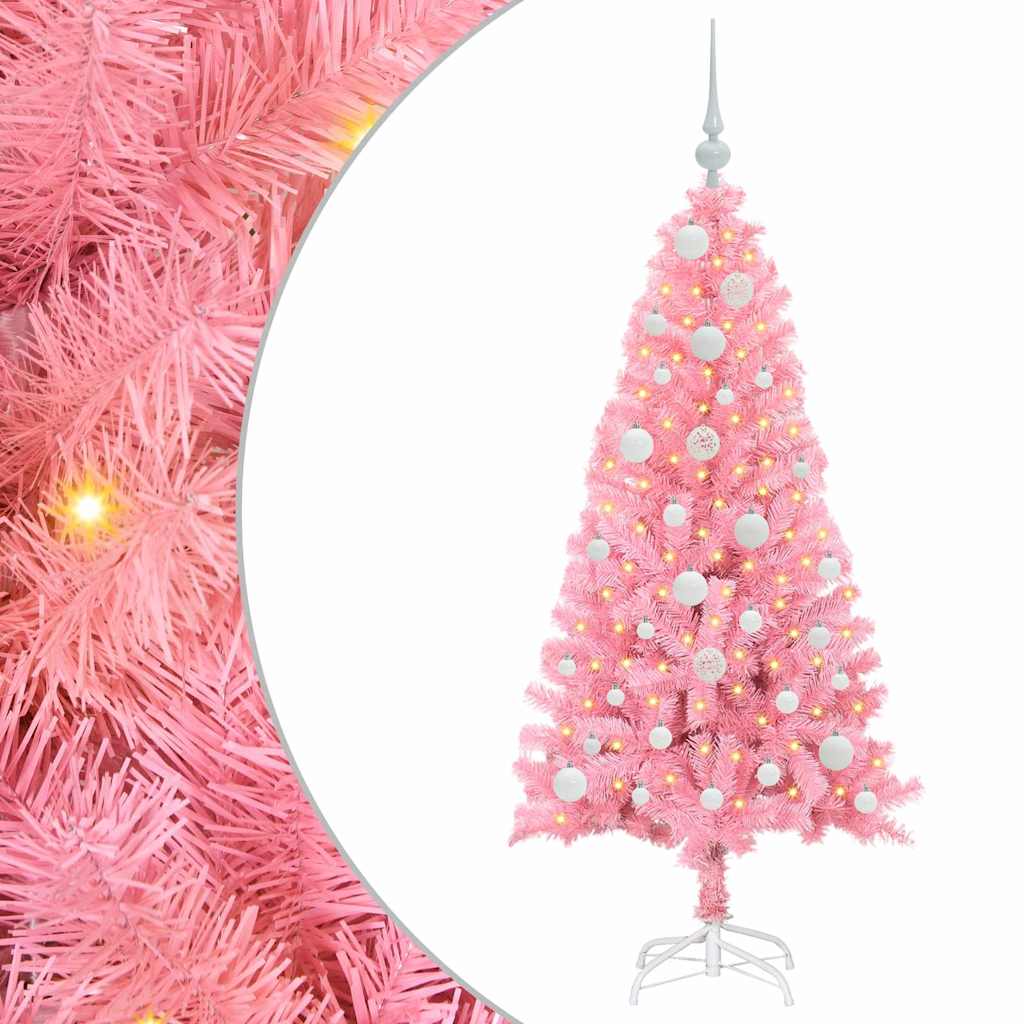 Christmas Tree with 150 LEDs with Stand Pink 120 cm PVC