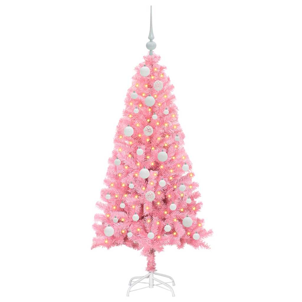 Christmas Tree with 150 LEDs with Stand Pink 120 cm PVC