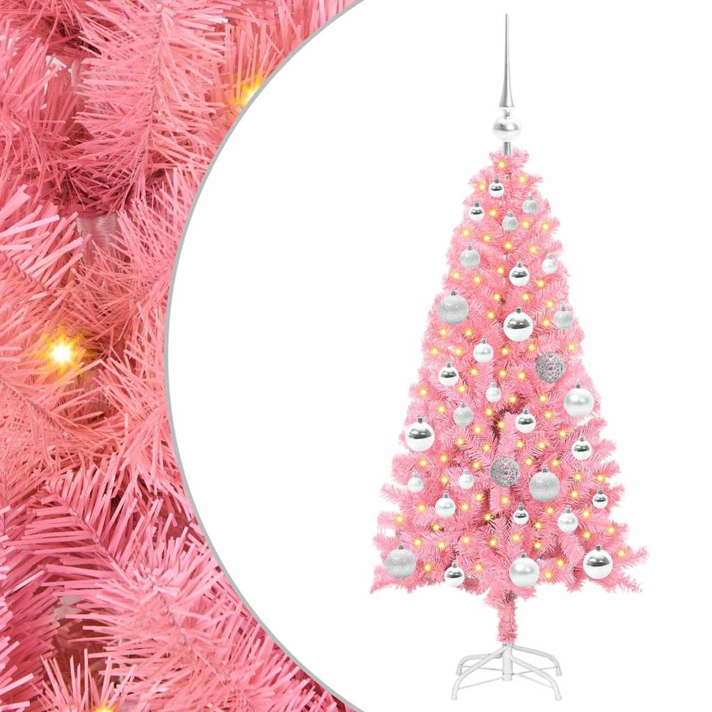 Christmas Tree with 150 LEDs with Stand Pink 120 cm PVC