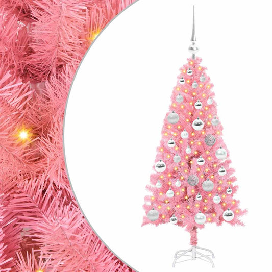 Christmas Tree with 150 LEDs with Stand Pink 120 cm PVC