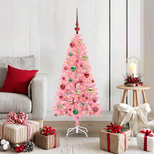 Christmas Tree with 150 LEDs with Stand Pink 120 cm PVC