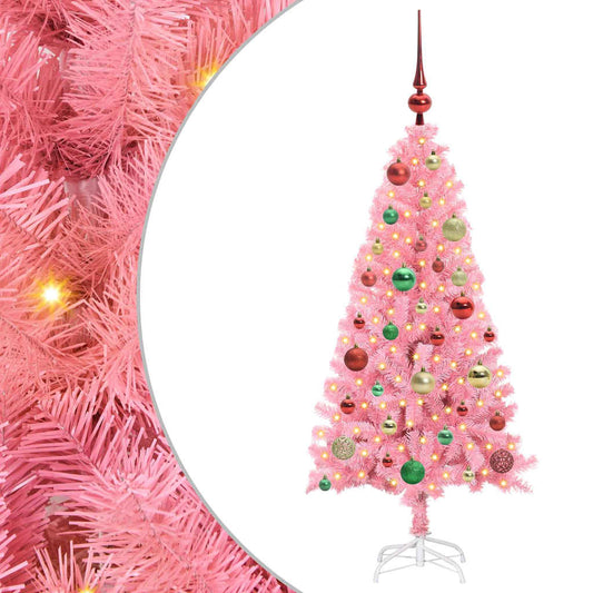 Christmas Tree with 150 LEDs with Stand Pink 120 cm PVC