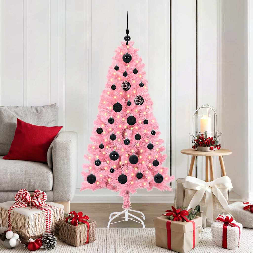 Christmas Tree with 150 LEDs with Stand Pink 150 cm PVC