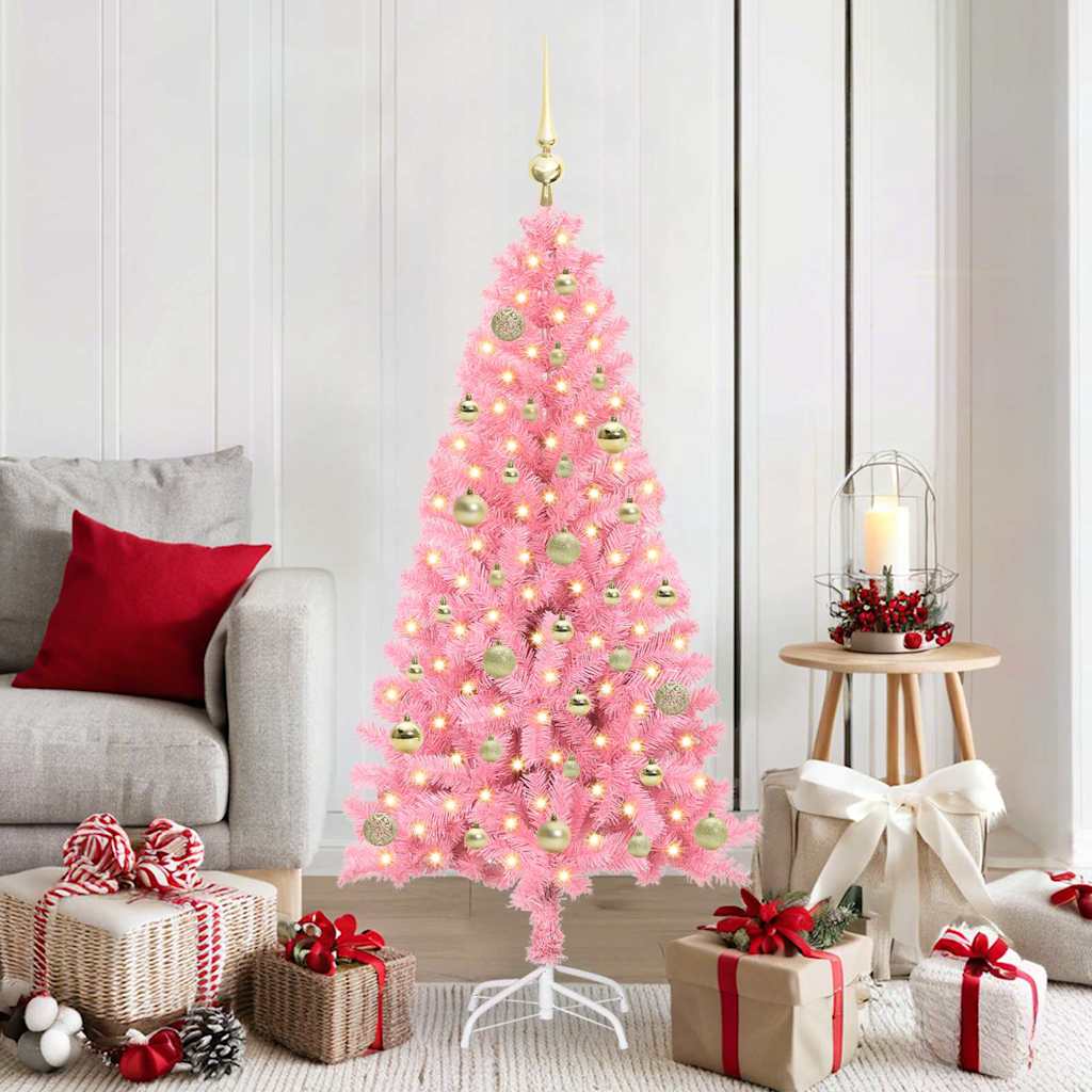 Christmas Tree with 150 LEDs with Stand Pink 150 cm PVC