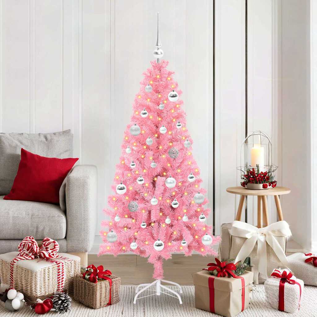 Christmas Tree with 150 LEDs with Stand Pink 150 cm PVC