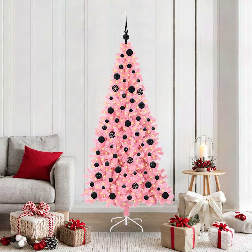 Christmas Tree with 300 LEDs with Stand Pink 180 cm PVC