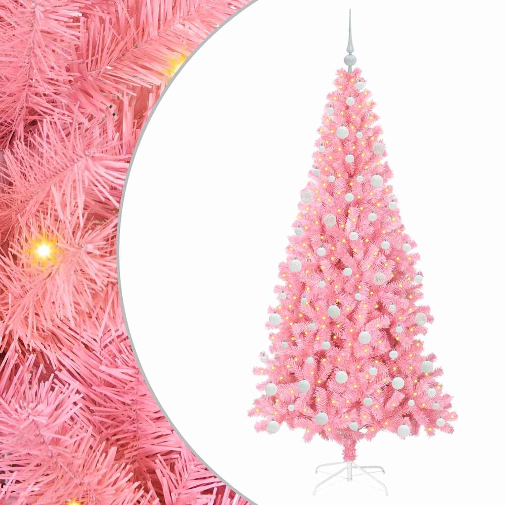 Christmas Tree with 300 LEDs with Stand Pink 180 cm PVC