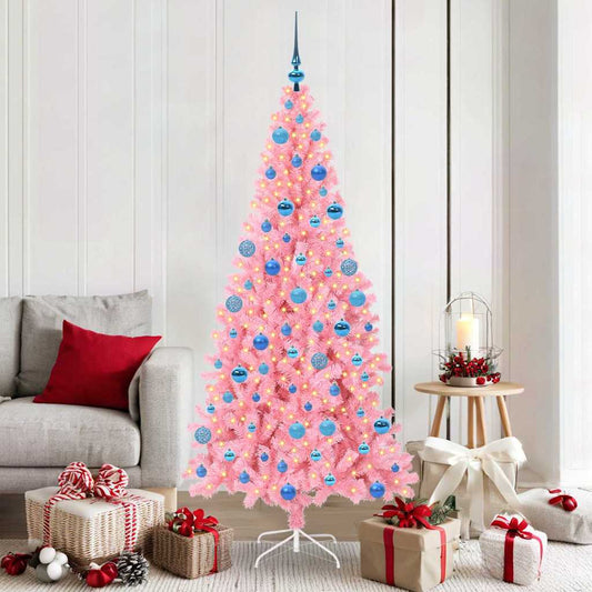 Christmas Tree with 300 LEDs with Stand Pink 180 cm PVC