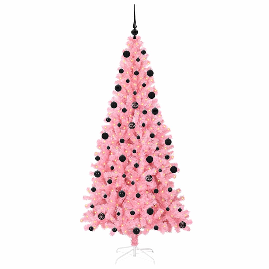 Christmas Tree with 300 LEDs with Stand Pink 210 cm PVC