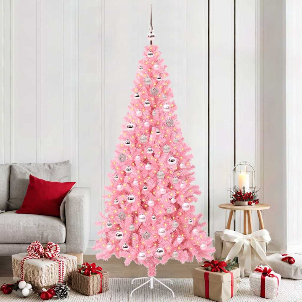 Christmas Tree with 300 LEDs with Stand Pink 210 cm PVC