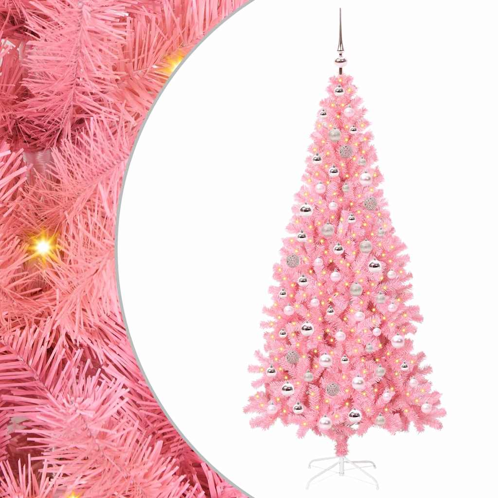 Christmas Tree with 300 LEDs with Stand Pink 210 cm PVC