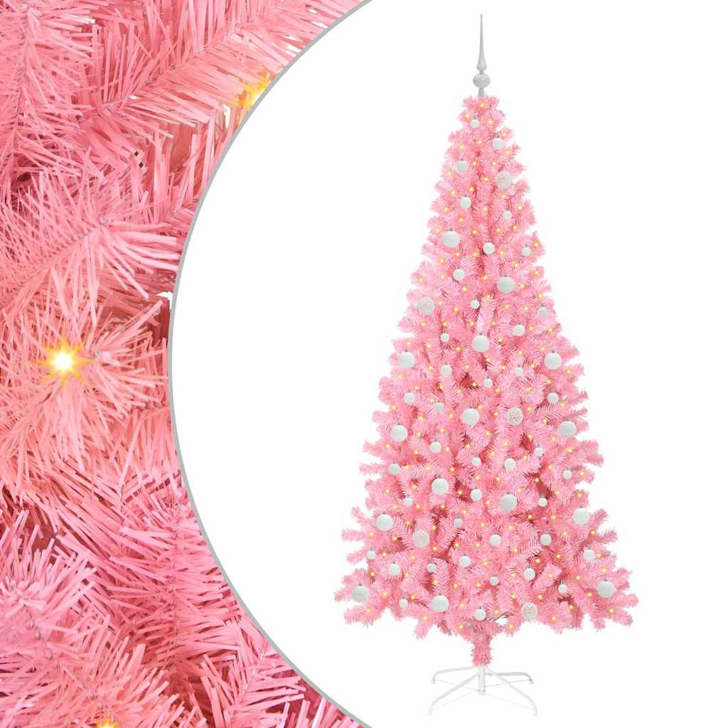 Christmas Tree with 300 LEDs with Stand Pink 210 cm PVC