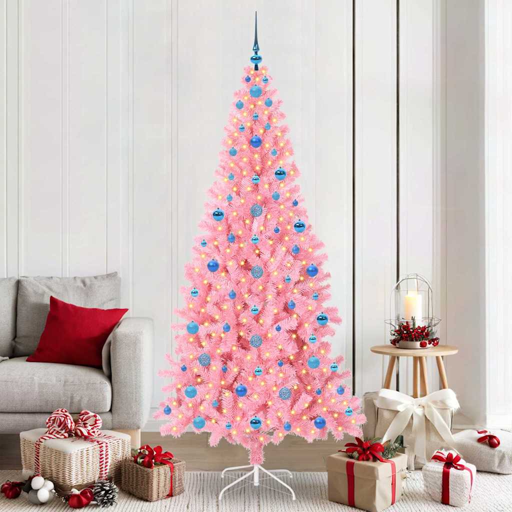 Christmas Tree with 300 LEDs with Stand Pink 210 cm PVC