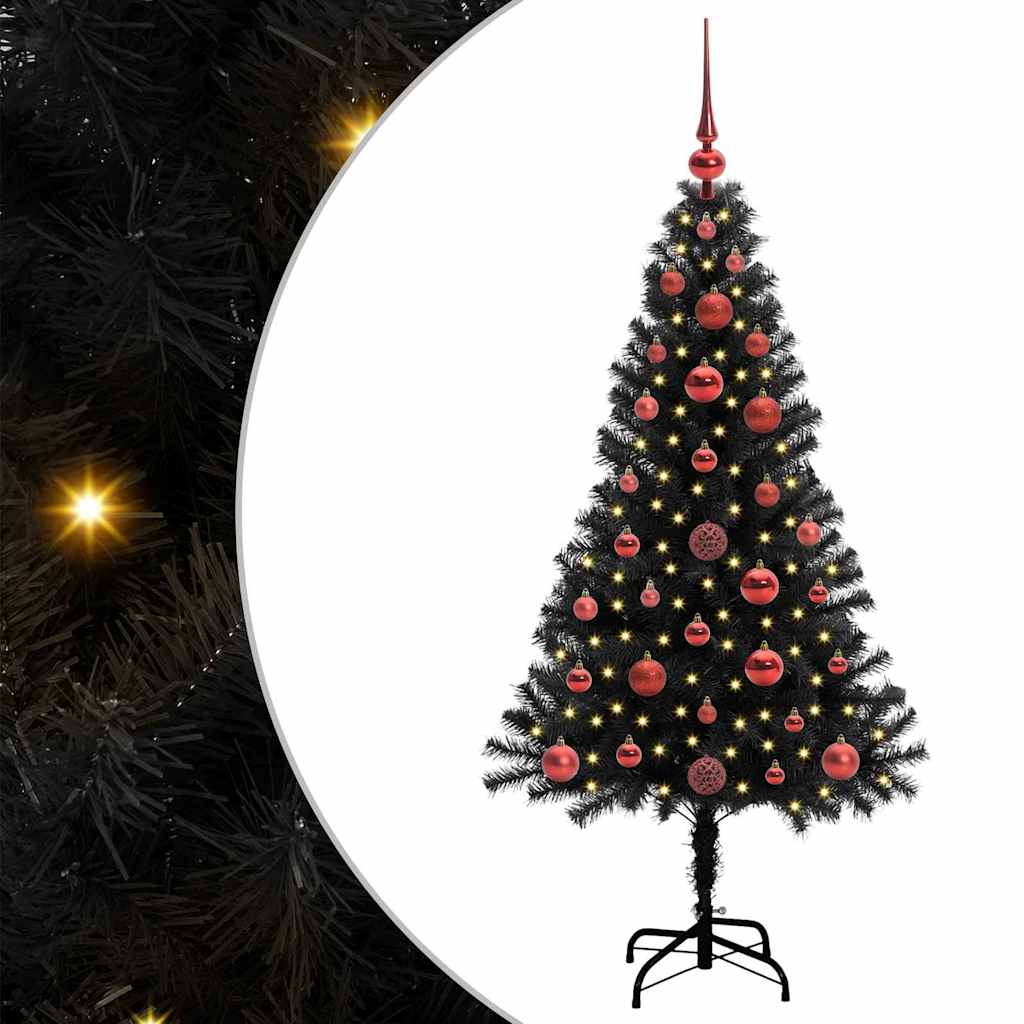 Christmas Tree with 150 LEDs with Stand Black 120 cm PVC