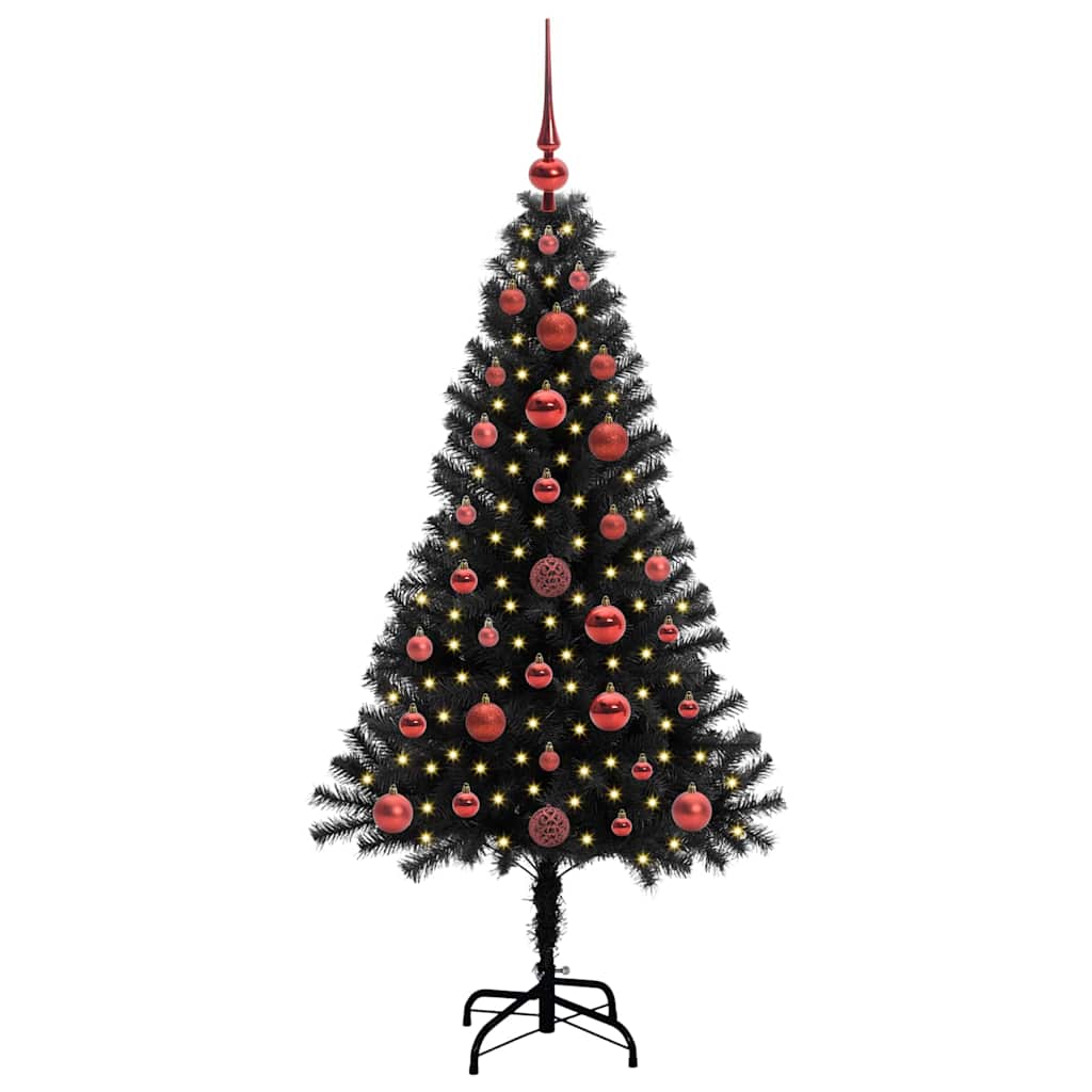 Christmas Tree with 150 LEDs with Stand Black 120 cm PVC