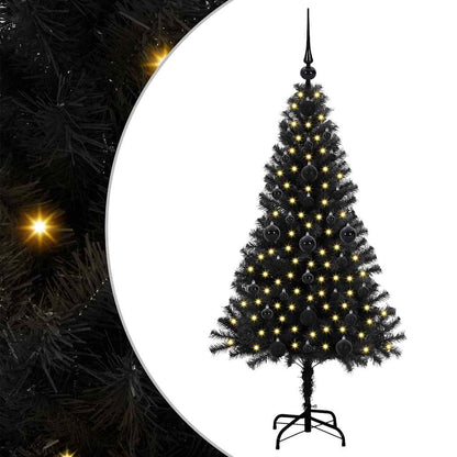 Christmas Tree with 150 LEDs with Stand Black 120 cm PVC