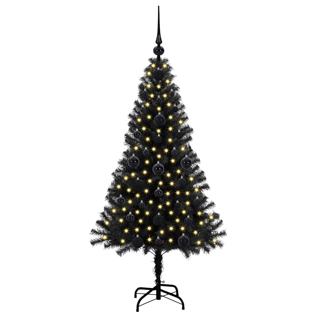 Christmas Tree with 150 LEDs with Stand Black 120 cm PVC