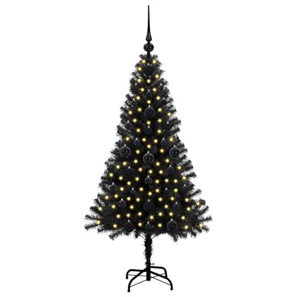 Christmas Tree with 150 LEDs with Stand Black 120 cm PVC