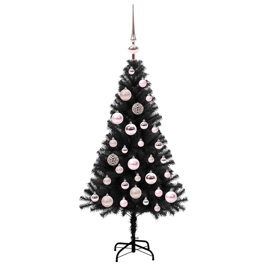 Christmas Tree with 150 LEDs with Stand Black 120 cm PVC