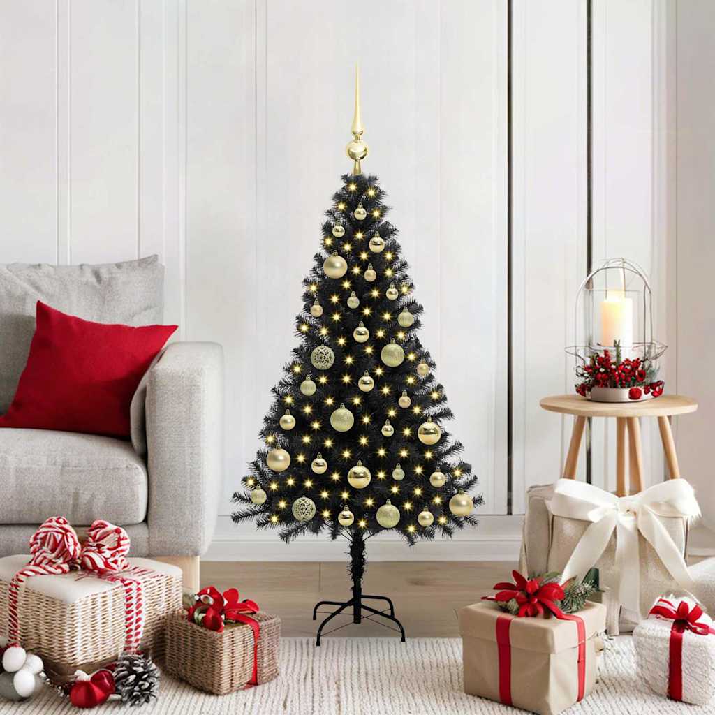 Christmas Tree with 150 LEDs with Stand Black 120 cm PVC