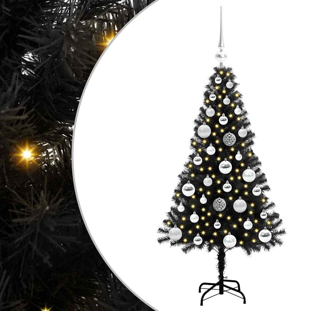 Christmas Tree with 150 LEDs with Stand Black 120 cm PVC