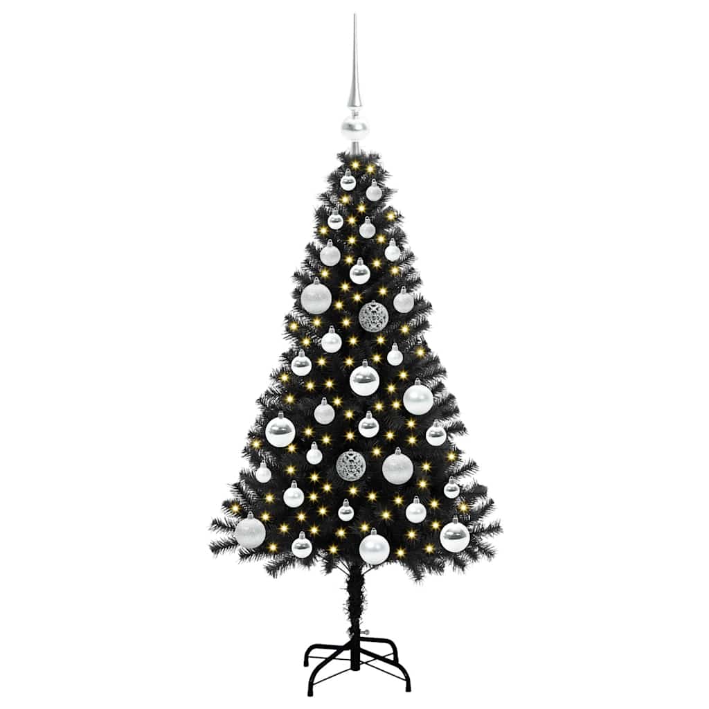 Christmas Tree with 150 LEDs with Stand Black 120 cm PVC