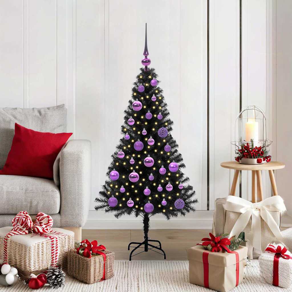 Christmas Tree with 150 LEDs with Stand Black 120 cm PVC
