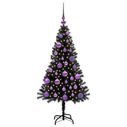 Christmas Tree with 150 LEDs with Stand Black 120 cm PVC