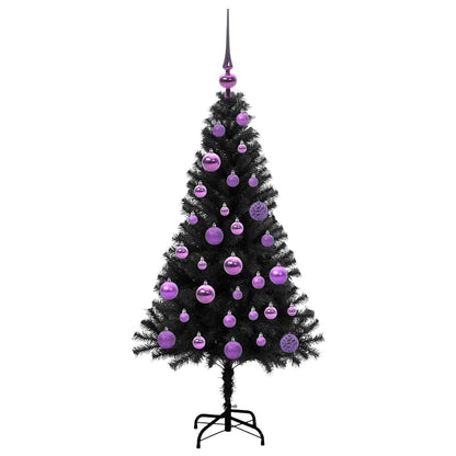 Christmas Tree with 150 LEDs with Stand Black 120 cm PVC