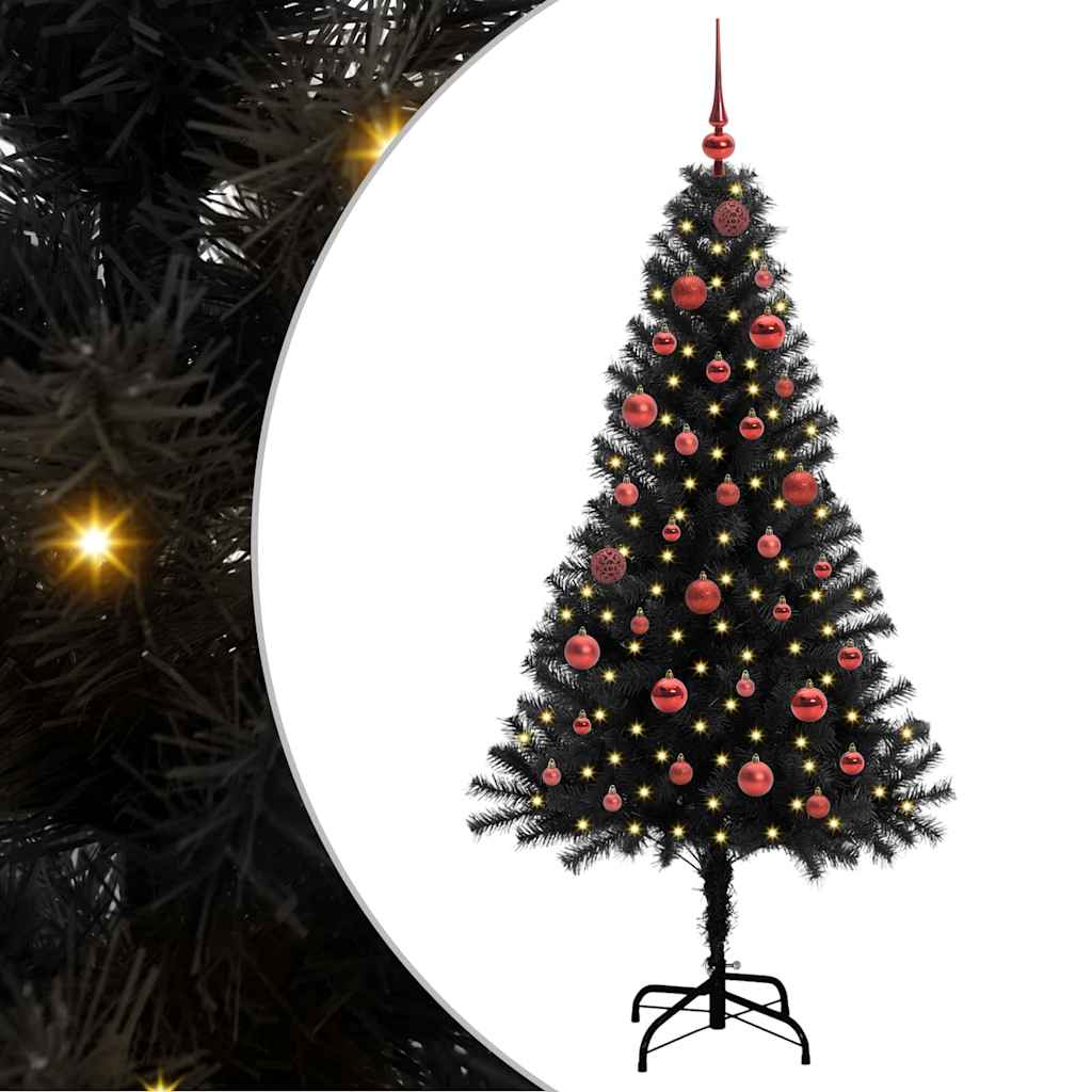 Christmas Tree with 150 LEDs with Stand Black 150 cm PVC