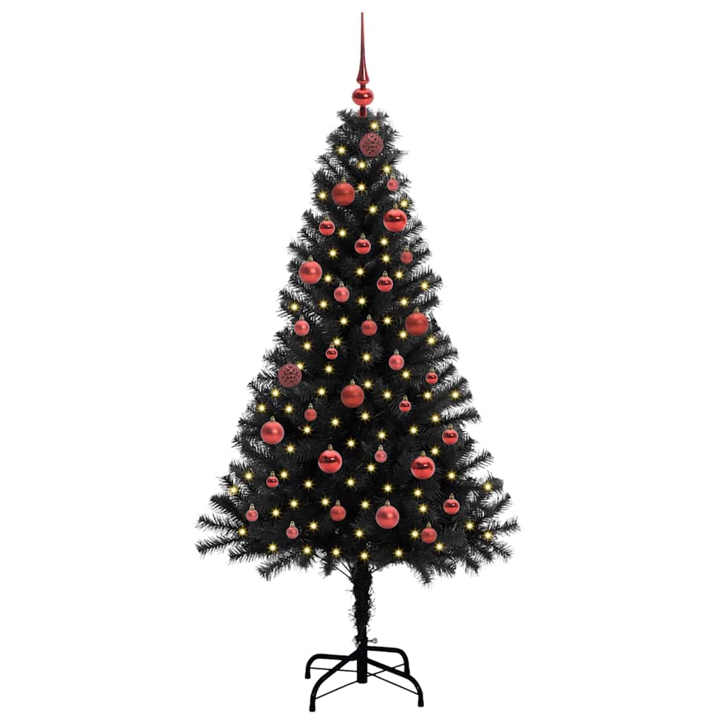 Christmas Tree with 150 LEDs with Stand Black 150 cm PVC
