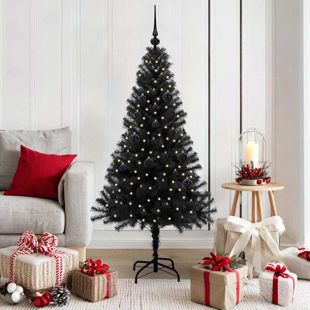 Christmas Tree with 150 LEDs with Stand Black 150 cm PVC