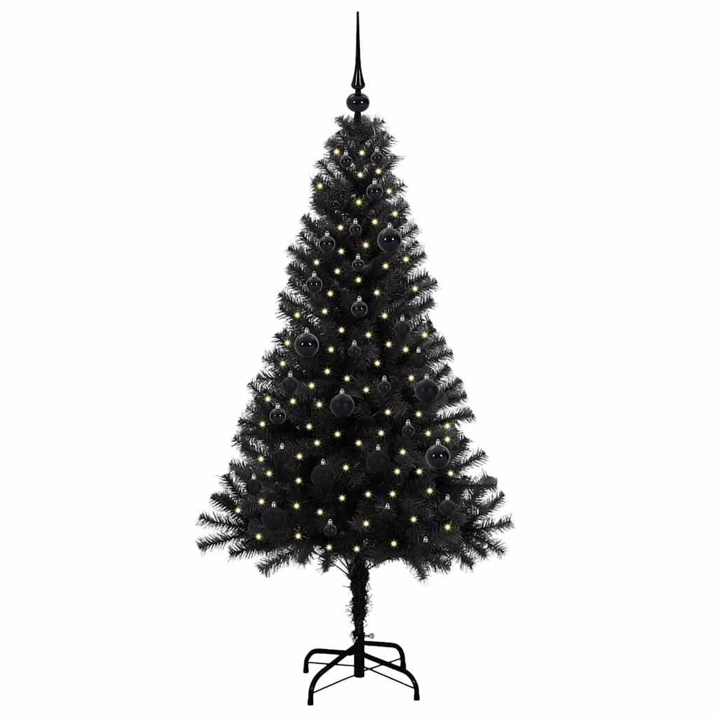 Christmas Tree with 150 LEDs with Stand Black 150 cm PVC