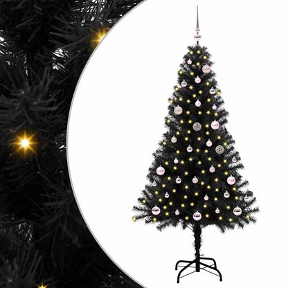Christmas Tree with 150 LEDs with Stand Black 150 cm PVC