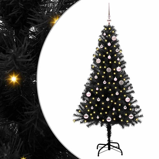Christmas Tree with 150 LEDs with Stand Black 150 cm PVC