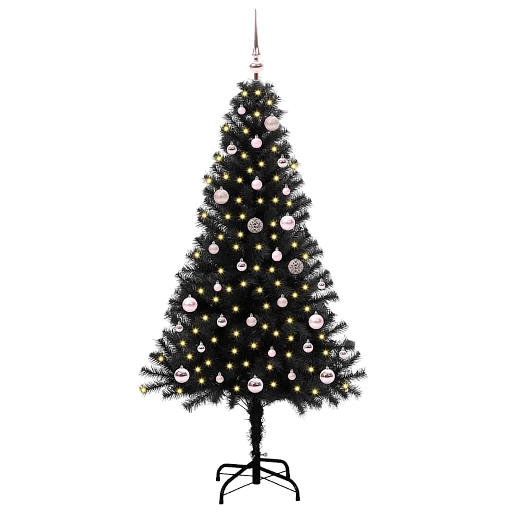 Christmas Tree with 150 LEDs with Stand Black 150 cm PVC