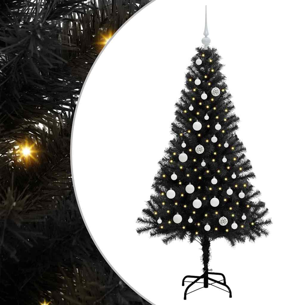 Christmas Tree with 150 LEDs with Stand Black 150 cm PVC
