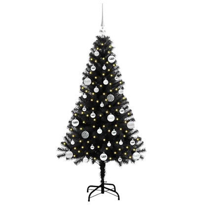 Christmas Tree with 150 LEDs with Stand Black 150 cm PVC