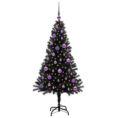 Christmas Tree with 150 LEDs with Stand Black 150 cm PVC