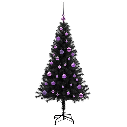 Christmas Tree with 150 LEDs with Stand Black 150 cm PVC