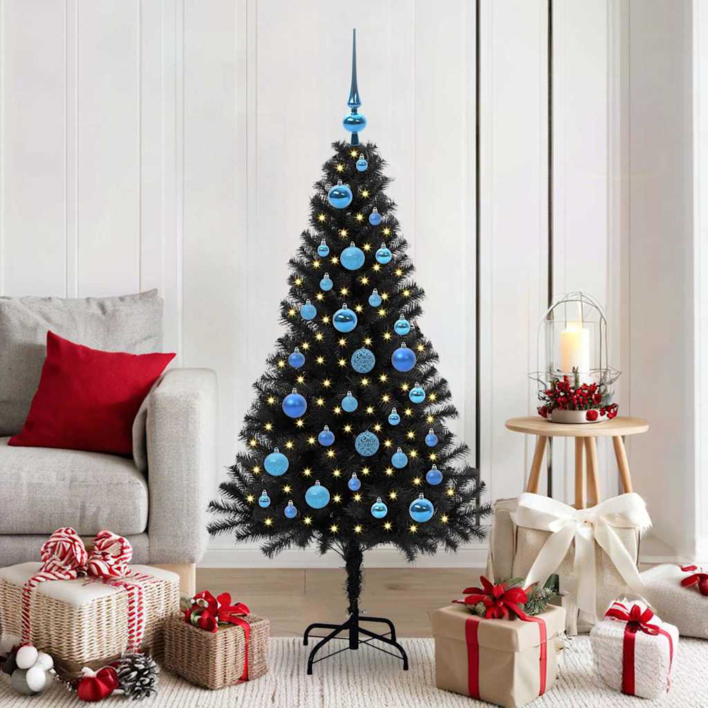 Christmas Tree with 150 LEDs with Stand Black 150 cm PVC