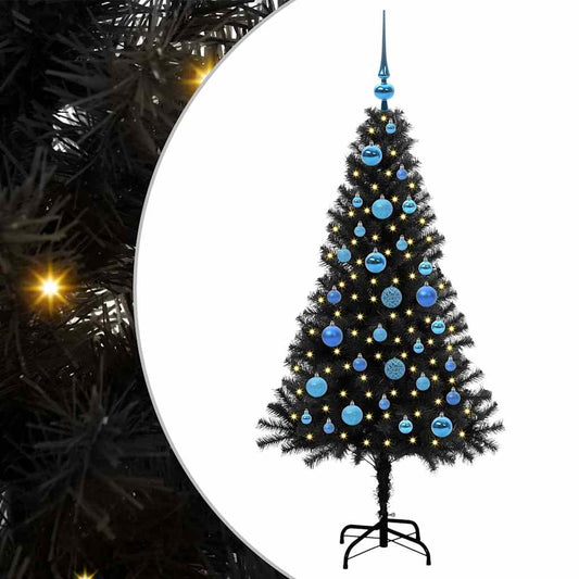 Christmas Tree with 150 LEDs with Stand Black 150 cm PVC