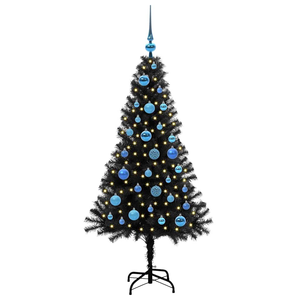 Christmas Tree with 150 LEDs with Stand Black 150 cm PVC