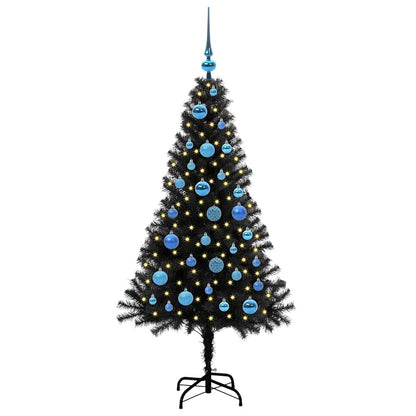 Christmas Tree with 150 LEDs with Stand Black 150 cm PVC