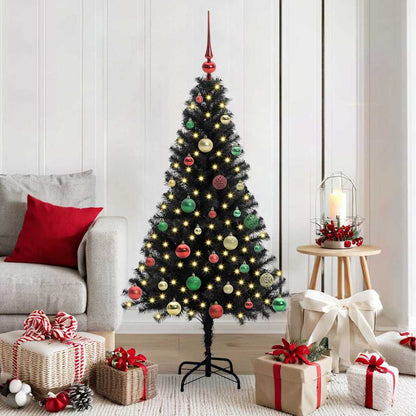 Christmas Tree with 150 LEDs with Stand Black 150 cm PVC