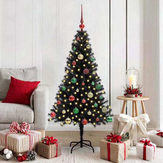 Christmas Tree with 150 LEDs with Stand Black 150 cm PVC