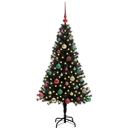 Christmas Tree with 150 LEDs with Stand Black 150 cm PVC