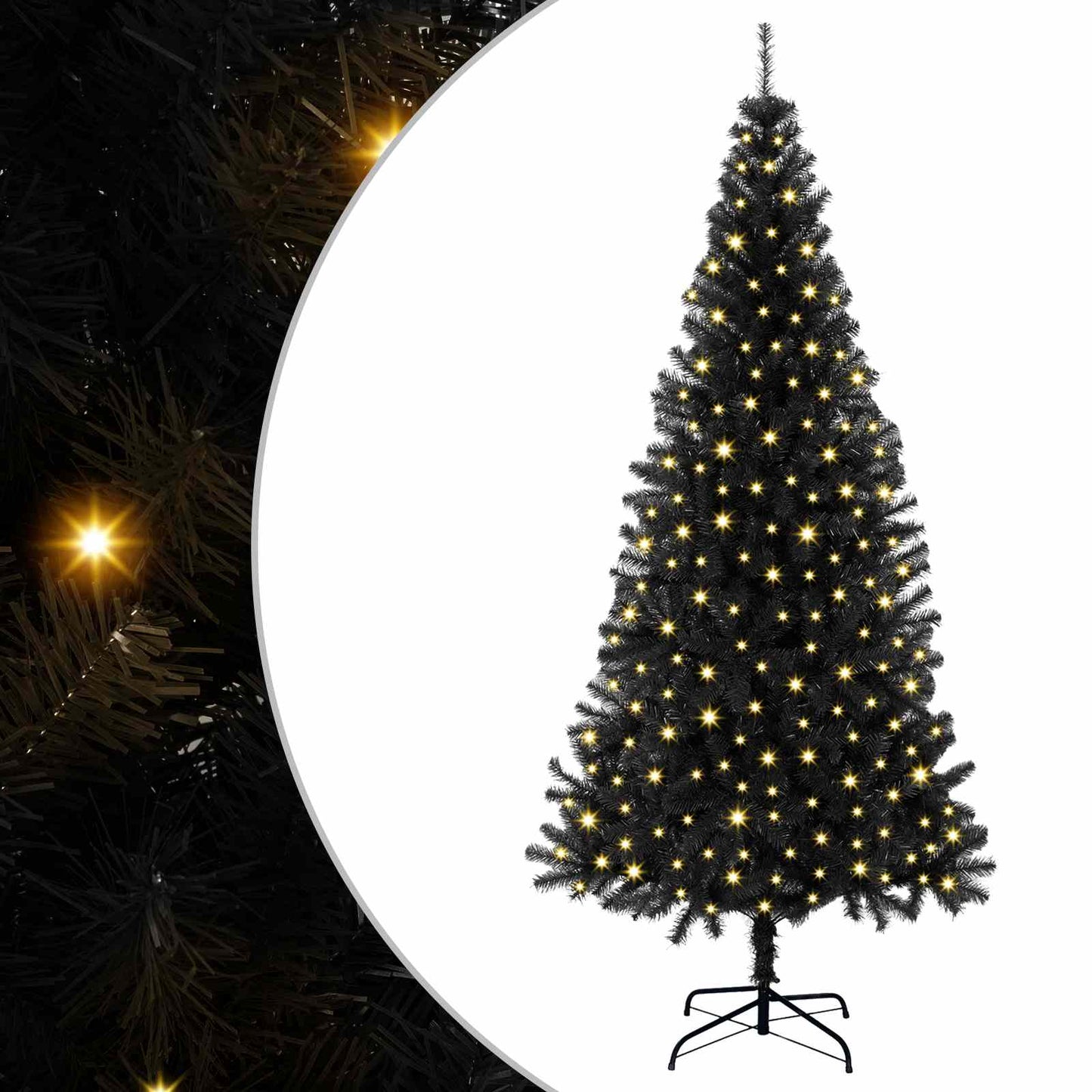 Christmas Tree with 300 LEDs with Stand Black 180 cm PVC