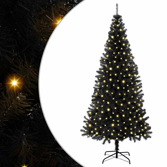 Christmas Tree with 300 LEDs with Stand Black 180 cm PVC